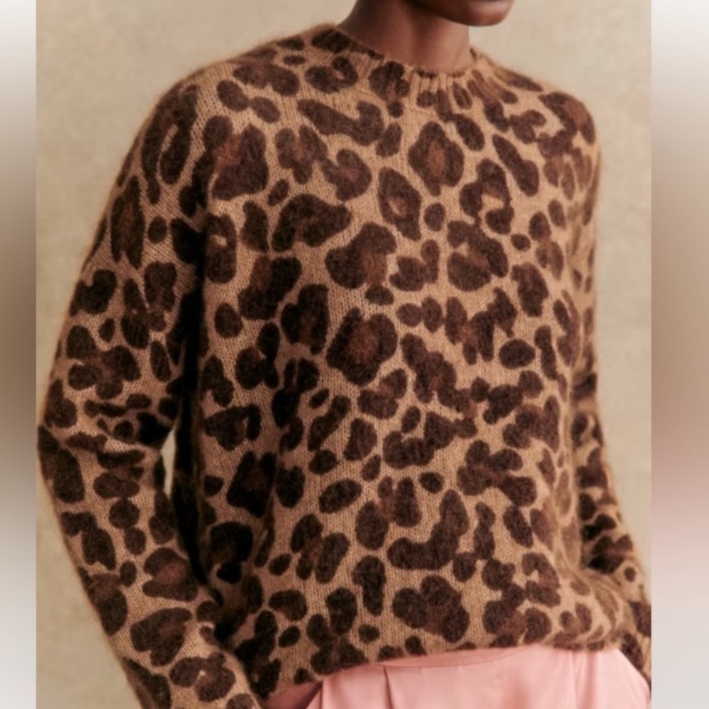 Sezane Brown Leopard Print Sweater